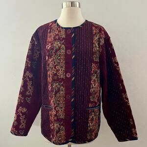 Vintage KOOS Of Course Quilted Coat Mixed Media Artsy Patchwork Colorful Size 1X